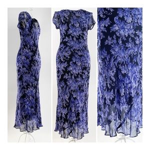 90’s Romantic Maxi Dress Fit Flare Sequins Size 8